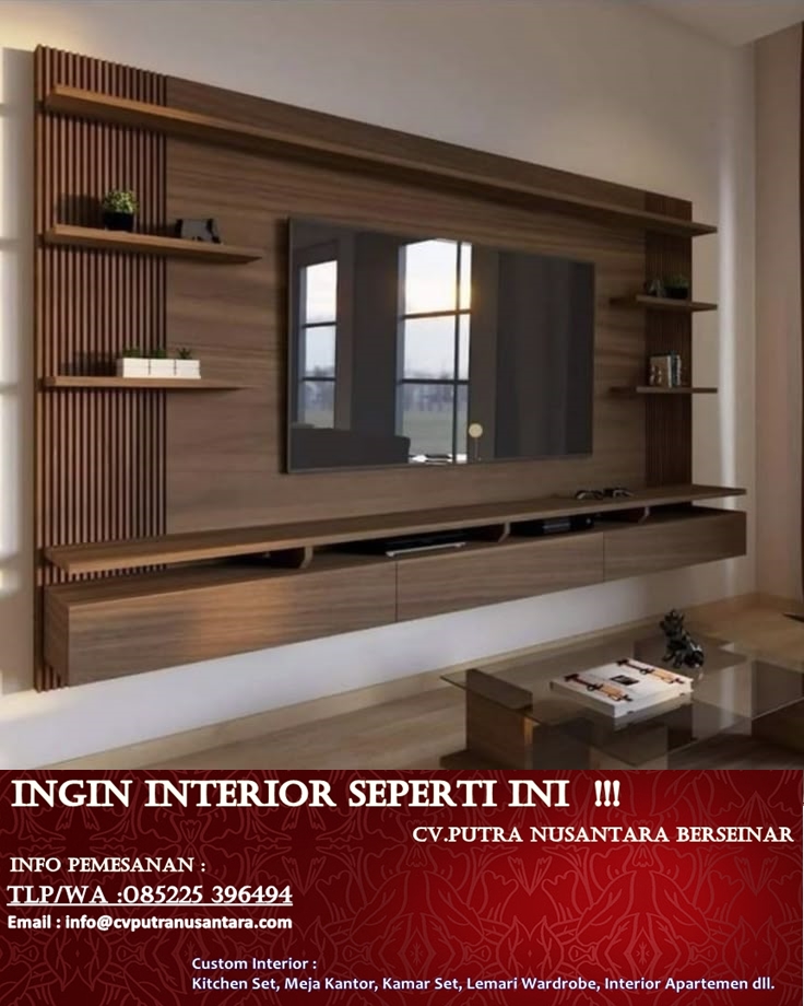 Custom Bufet TV Backdrop Apartemen Terbaru