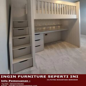 Tempat Tidur Anak Tingkat Lengkap Meja Belajar